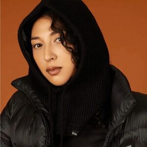 Kin Black Satin Lined Snood Scarf Hood